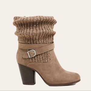 Torrid || Sweater Bootie Faux Suede Taupe || 12WW